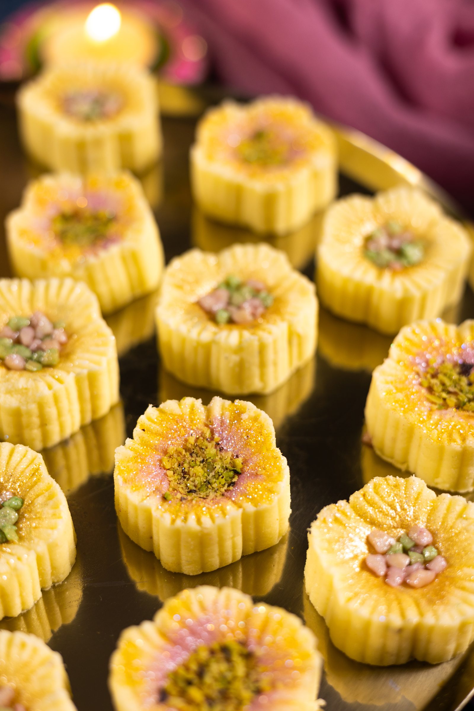 Close-up of simply wonderfuls showing their fluted flower edges and pistachio centres