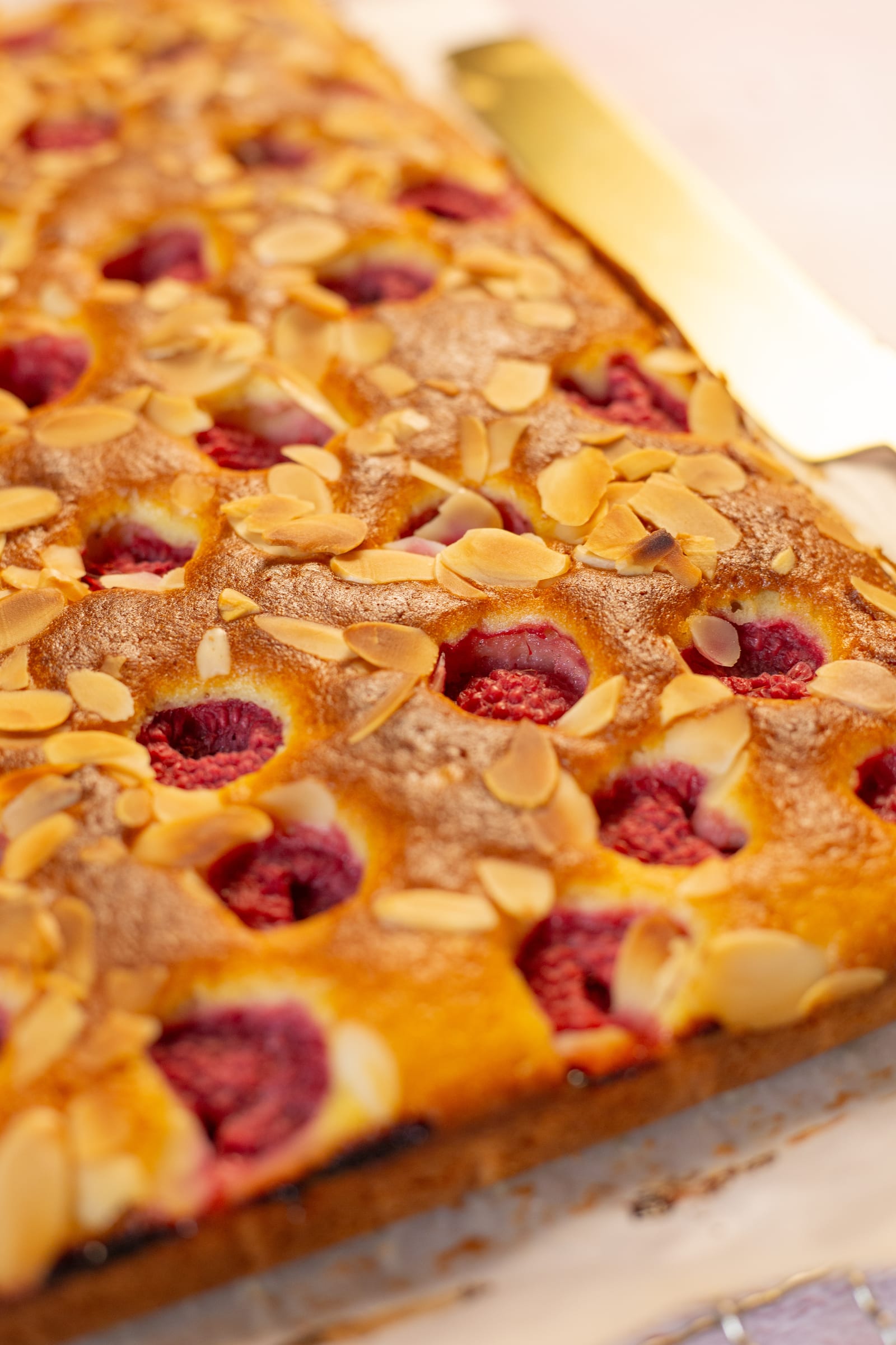 The side of the snack cake, showing its golden crumb
